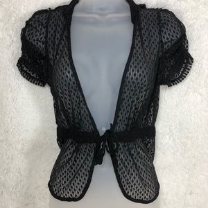 black lace tie front top